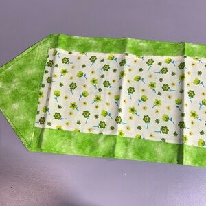 Floral Green and White Table Runner